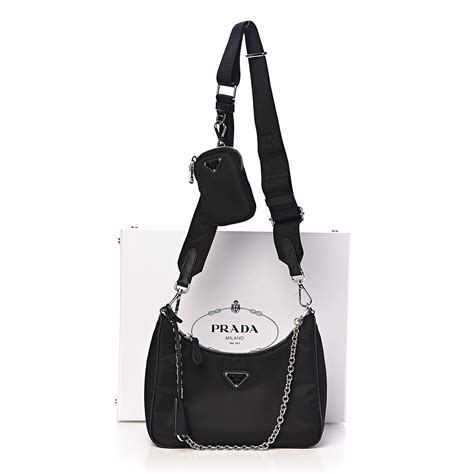 prada black sholder bag|prada nylon shoulder bag black.